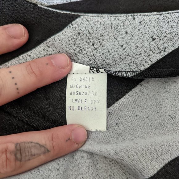 Vintage 70s Black and Grey Striped Dress - Picture 3 of 7